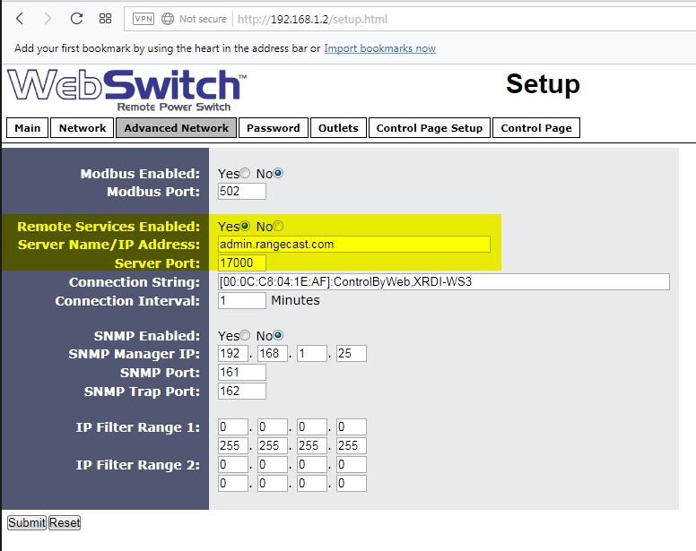 WebSwitch  Remote Power Switch and Automatic Reboot